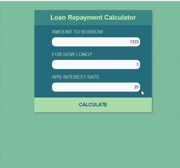 简单的贷款计算器表单html前端源码